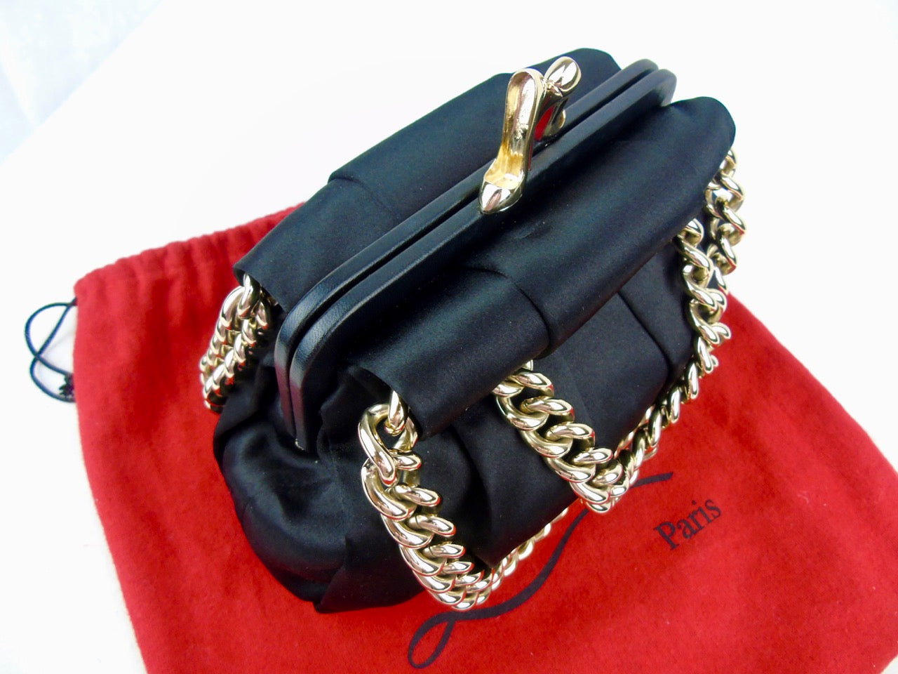 CHRISTIAN LOUBOUTIN Black Satin Evening bag