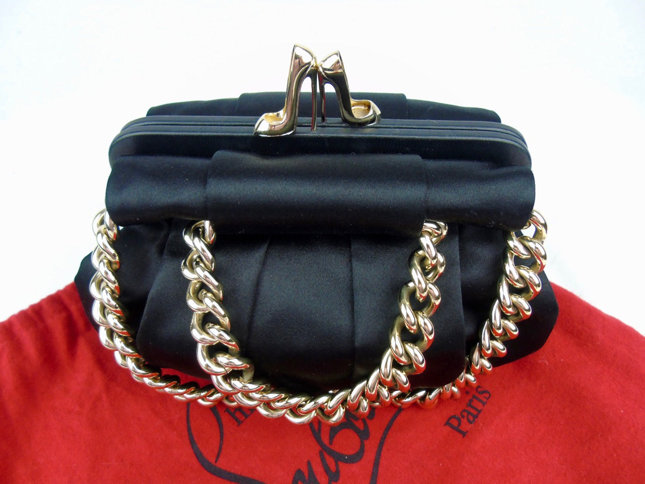 CHRISTIAN LOUBOUTIN Black Satin Evening bag