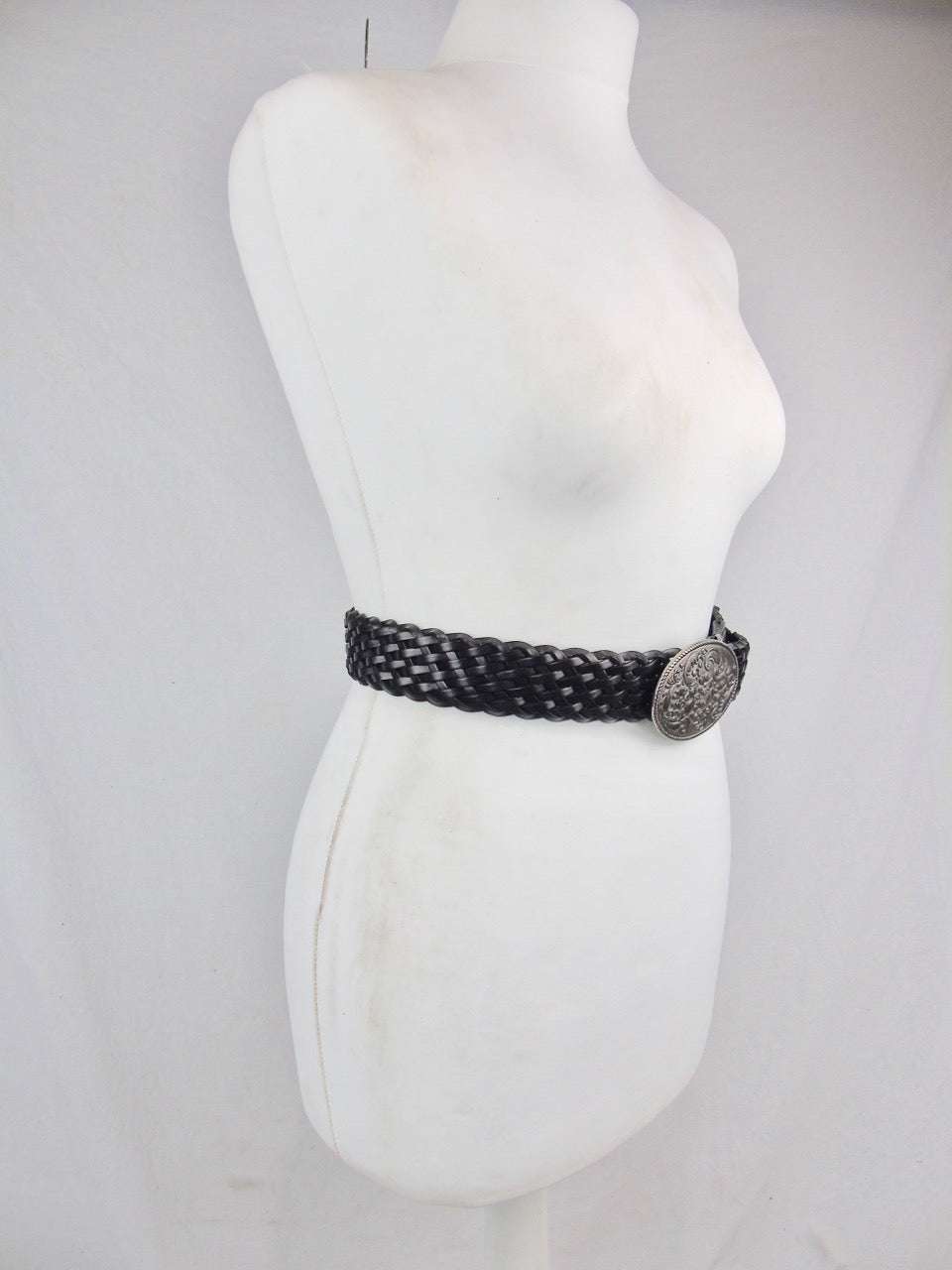 MULBERRY black leather belt with silver buckle