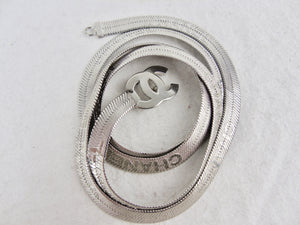 CHANEL stunning silver multi logo metal belt with cc clasp