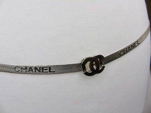 CHANEL stunning silver multi logo metal belt with cc clasp