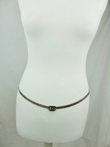 CHANEL stunning silver multi logo metal belt with cc clasp