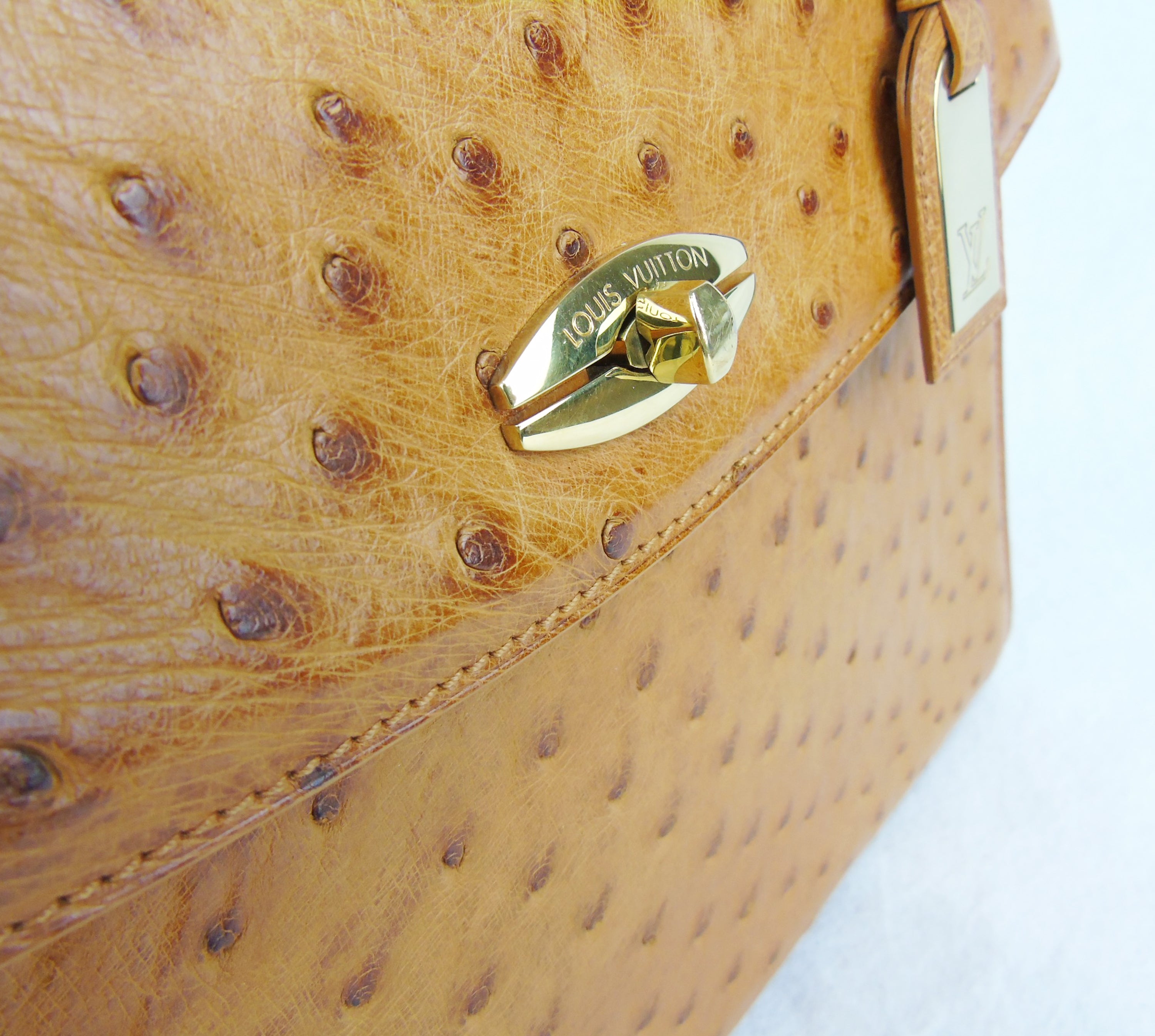 LOUIS VUITTON 'Malsherbes' Limited Edition handbag in tan ostrich leather