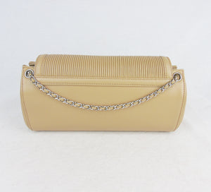 CHANEL cream beige pintuck leather flapbag mademoiselle lock