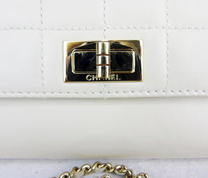 CHANEL pale cream leather quilted flapbag mademoiselle lock