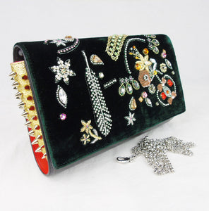 Christian Louboutin Paloma Spike-embellished Leather Clutch in Red