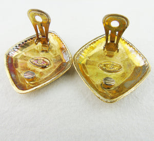 CHANEL Large gold plated earrings - vintage