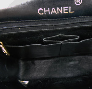 CHANEL black lizard exotic leather flap bag - vintage